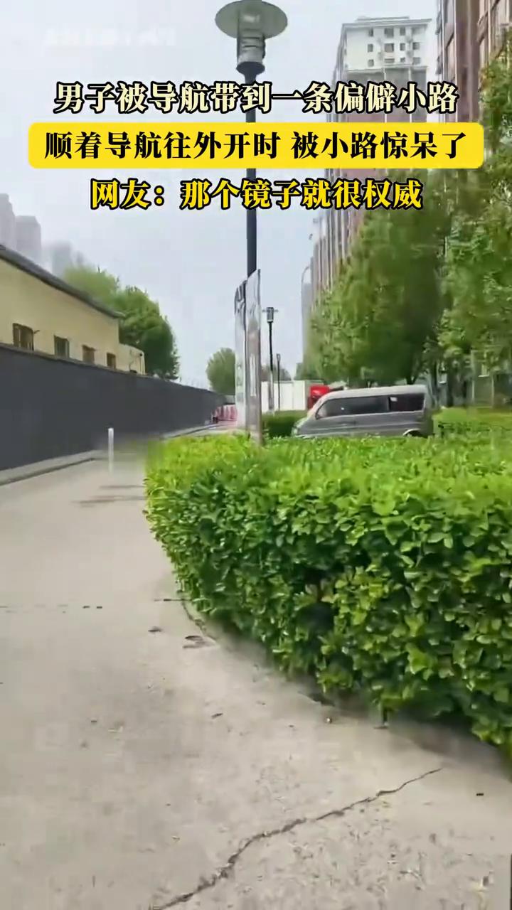 男子被导航带到一条偏僻小路，顺着导航往外开时被小路惊呆了。网友：那个镜子就很权