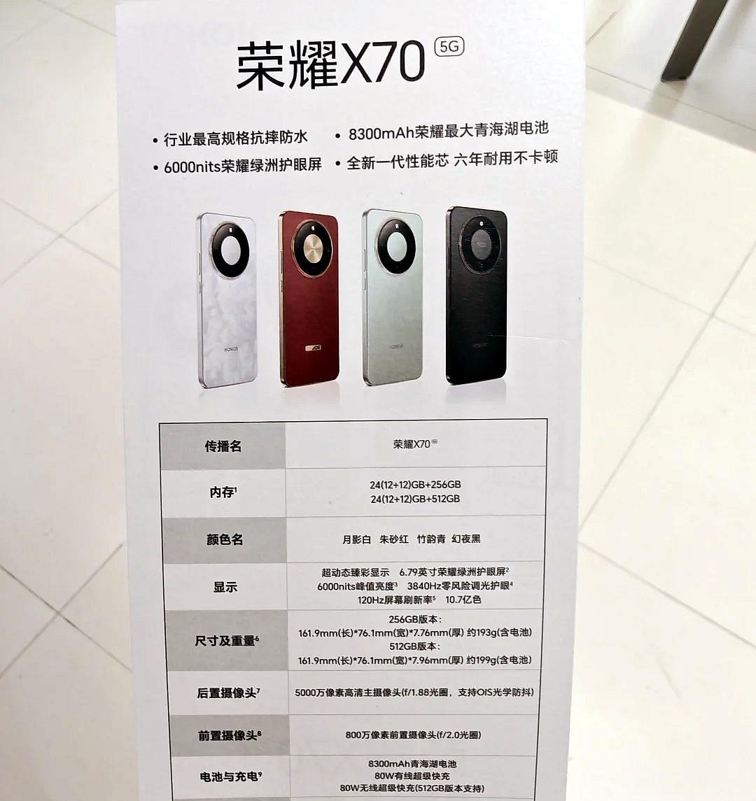 大胆预测一波荣耀X70的价格，具体如下8G+128G，1399元8G+256