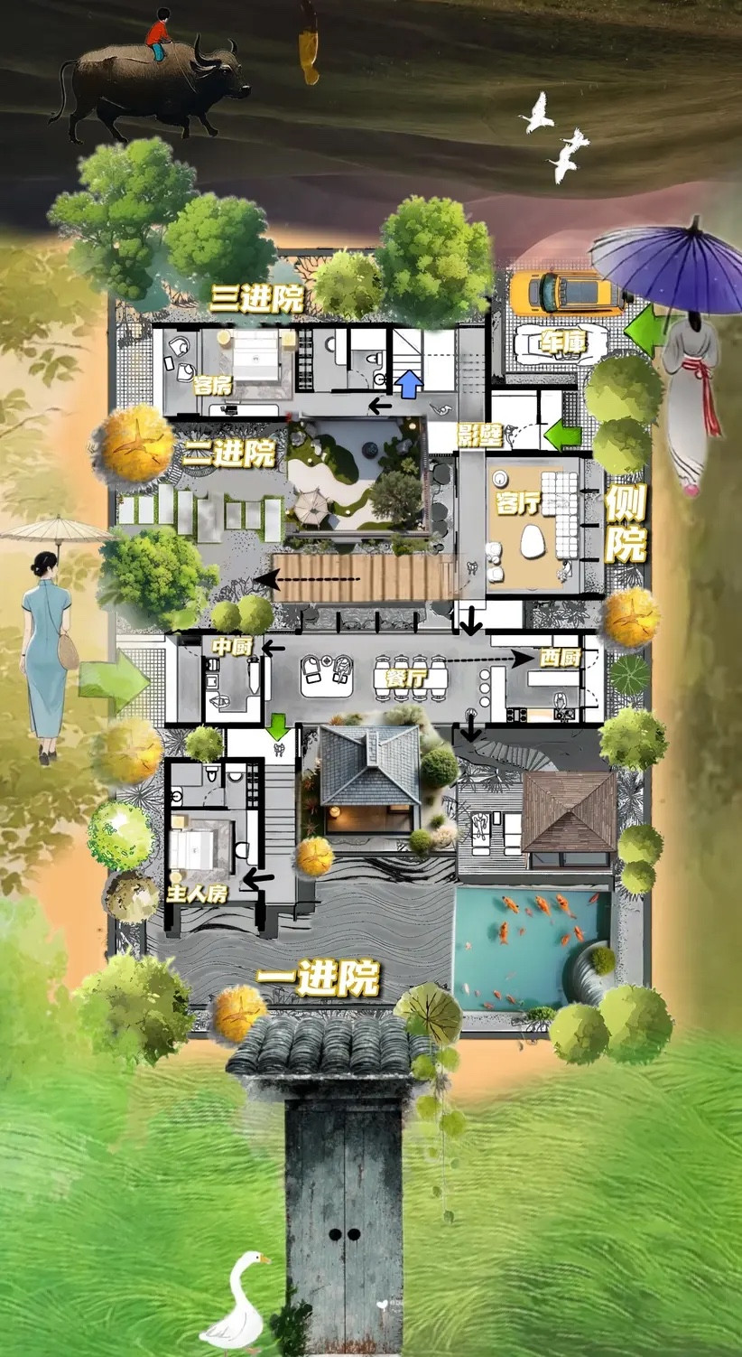 我把560㎡俊奢合院，做成一个50米青砖黛瓦，一片留白生活道场。