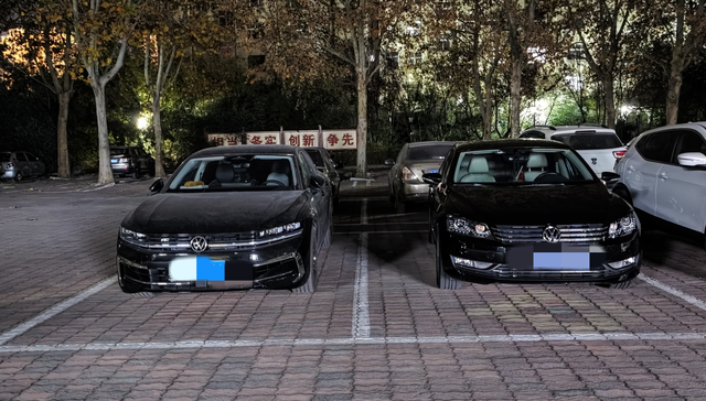 迈腾b8b9两代同堂B8和B9两代同堂放在一起拍了一张，各有千秋