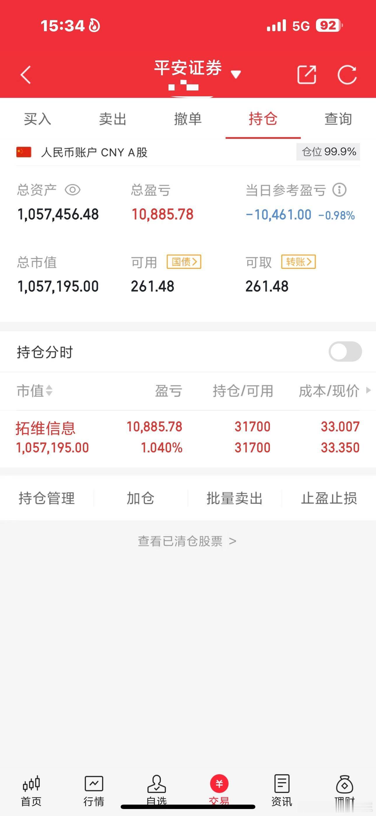 财神60万本金实盘炒股之旅（第33天）当前总资产：105w当日操作：持