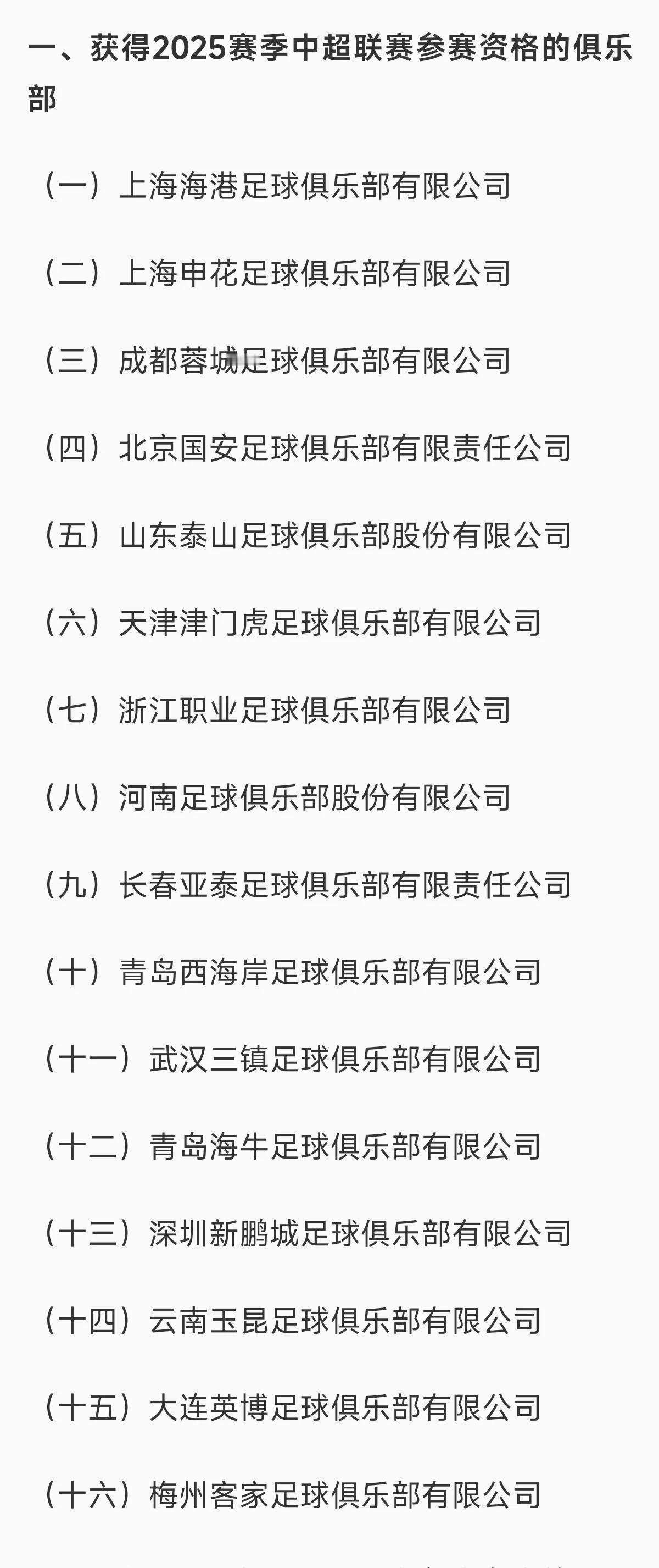 足协正式公布各级联赛参赛名单！中超中甲各16支队伍。球迷关心的递补问题终于给出了