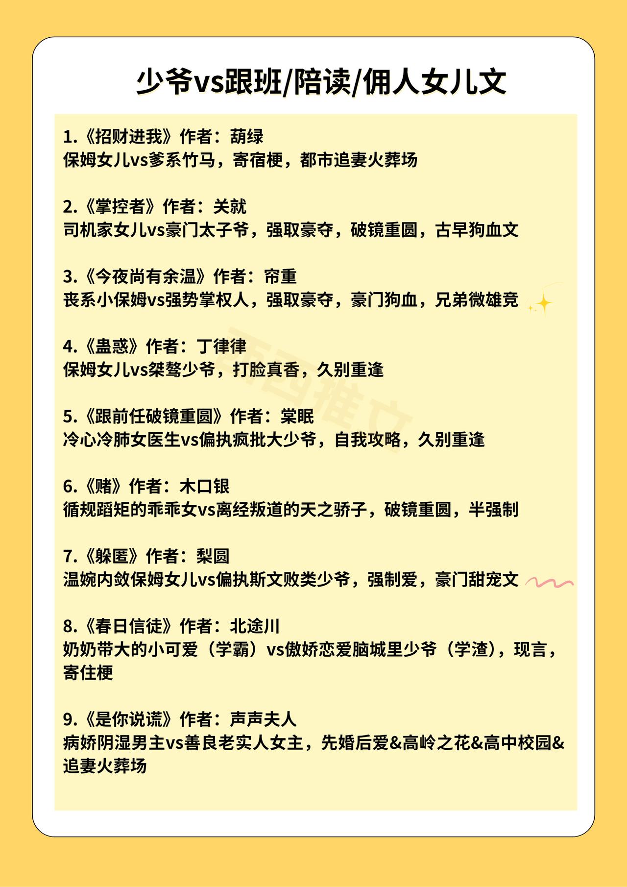 少爷vs跟班/保姆/佣人女儿文她是寄人篱下的保姆女儿，常年跟在骄矜少爷身后，做