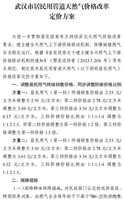 武汉天然气调价召开听证会，费了好大劲，出了两个方案（图二），我没看明白。​我