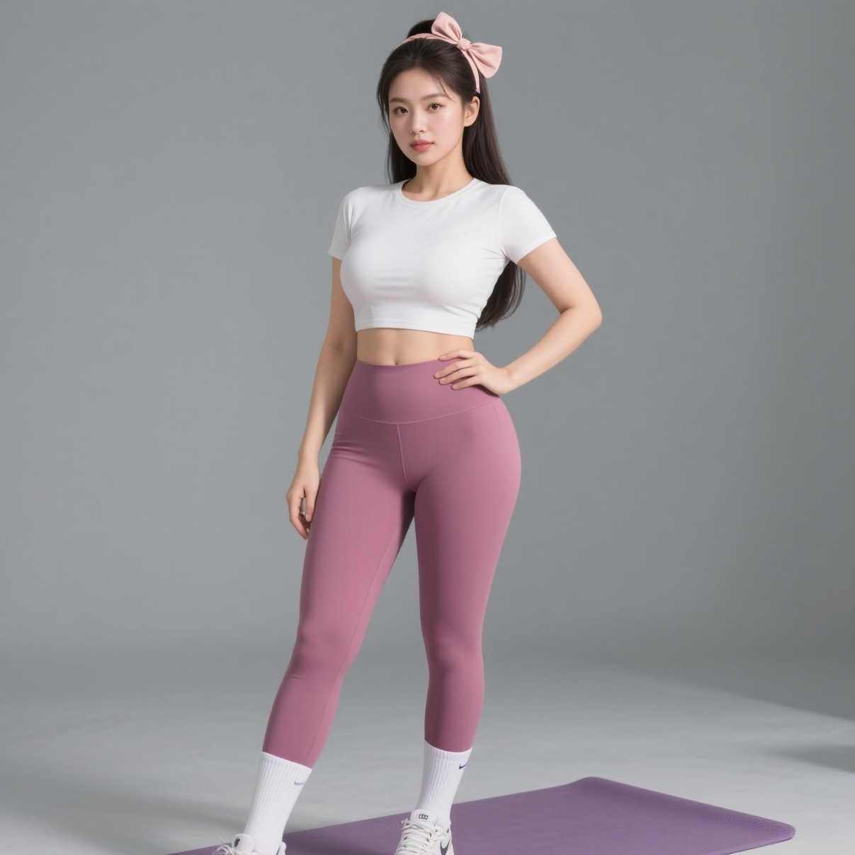 优雅少妇普拉提时刻，从容姿态尽显风韵