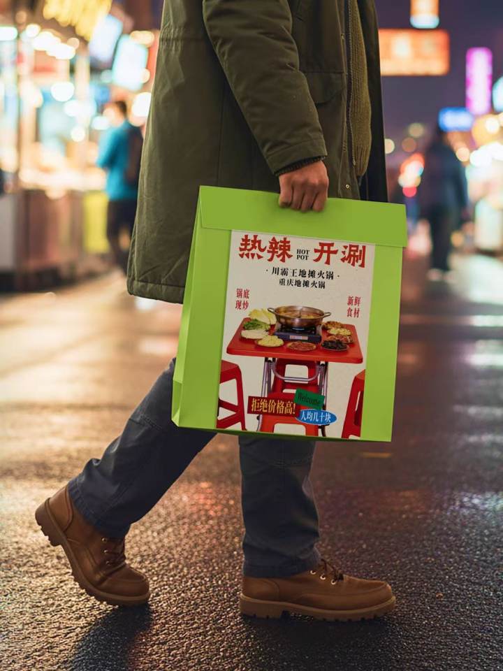 杭州一群夜宵摊主用AI“手摊”海报, 火成了打卡点