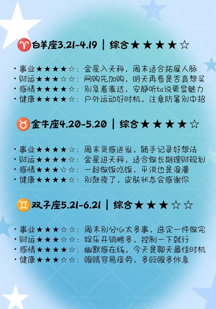 十二星座明日运势（2026年8月29日）周六愉快！祝你周末轻松自在～✨十二星座每