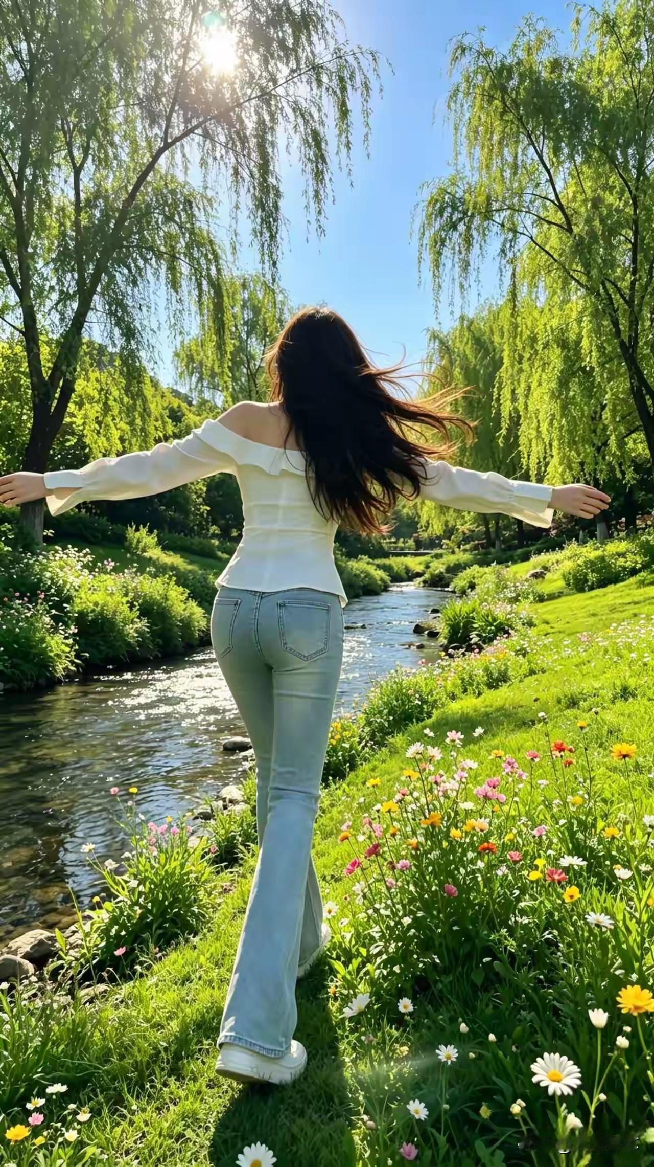 阳光洒满的夏日，漫步在花海中，自由自在。
