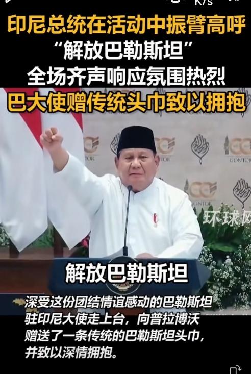 印度尼西亚总统苏比延多在活动中振臂高呼：解放巴勒斯坦！振臂高呼之下，氛围感拉满！