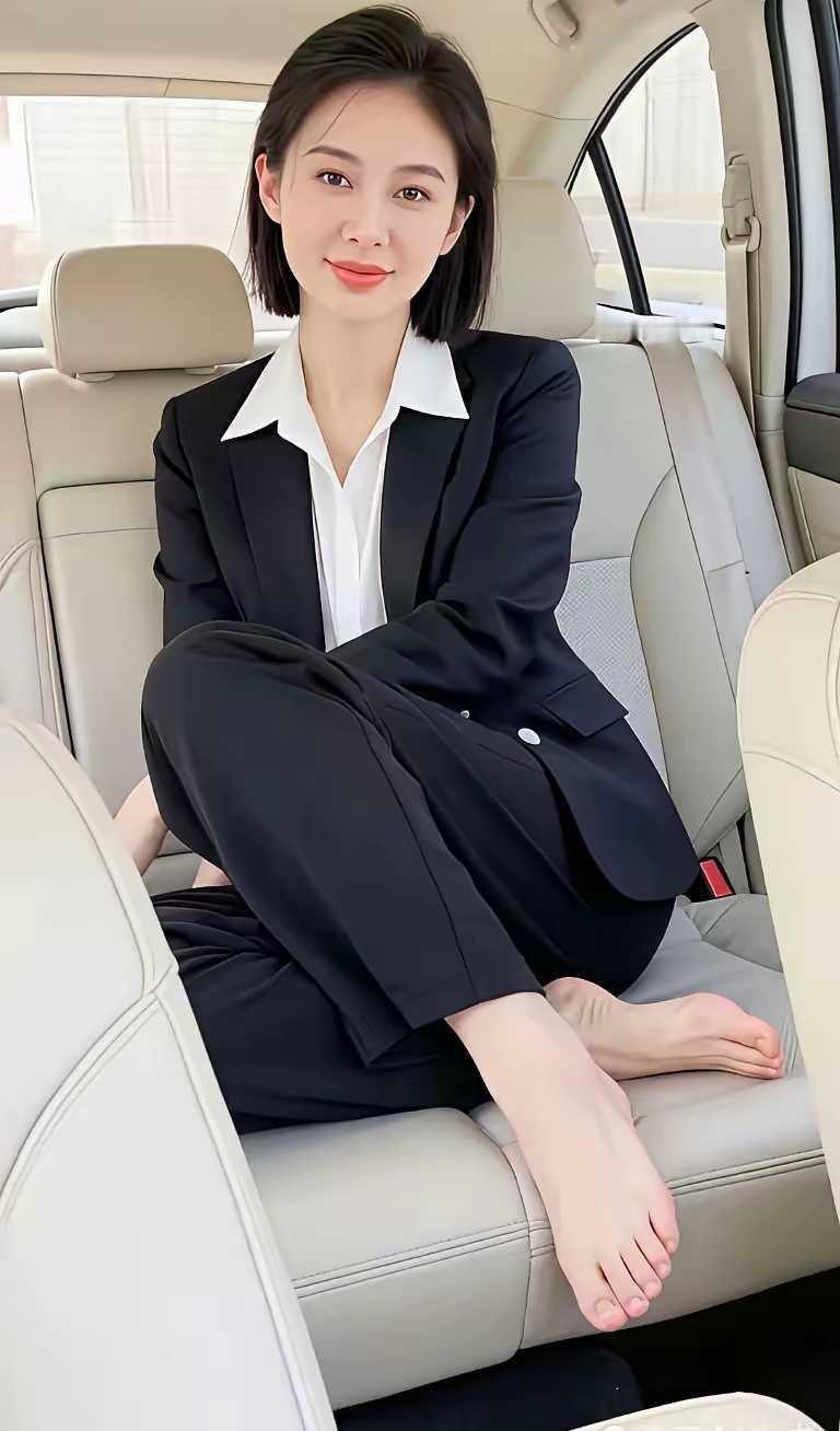 妥妥的职场都市白领，脚丫子都如此白皙秀气。