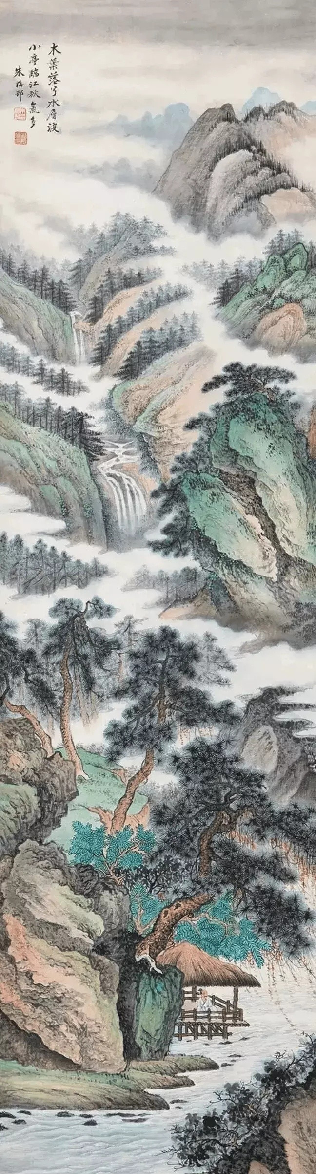 朱梅邨山水。朱梅邨（1911—1993年）江苏吴县人。名兆昌，号梅邨，自署独眼半