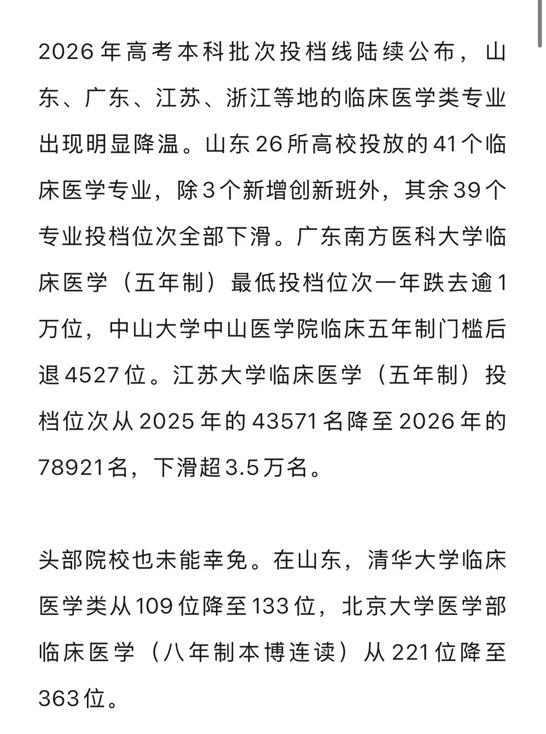 医学，不香了！