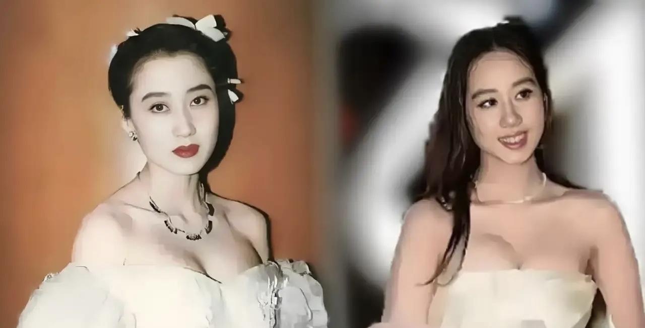 看到利智和何超欣的照片对比，第一反应真的是：这也太像了吧？！不光脸型一个模子—