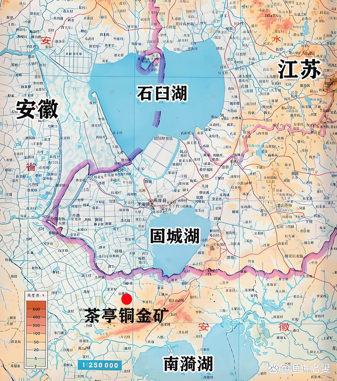 苏皖交界的石臼湖、固城湖、南漪湖，在地图上几乎是垂直排列的。石臼湖水域基本被两省