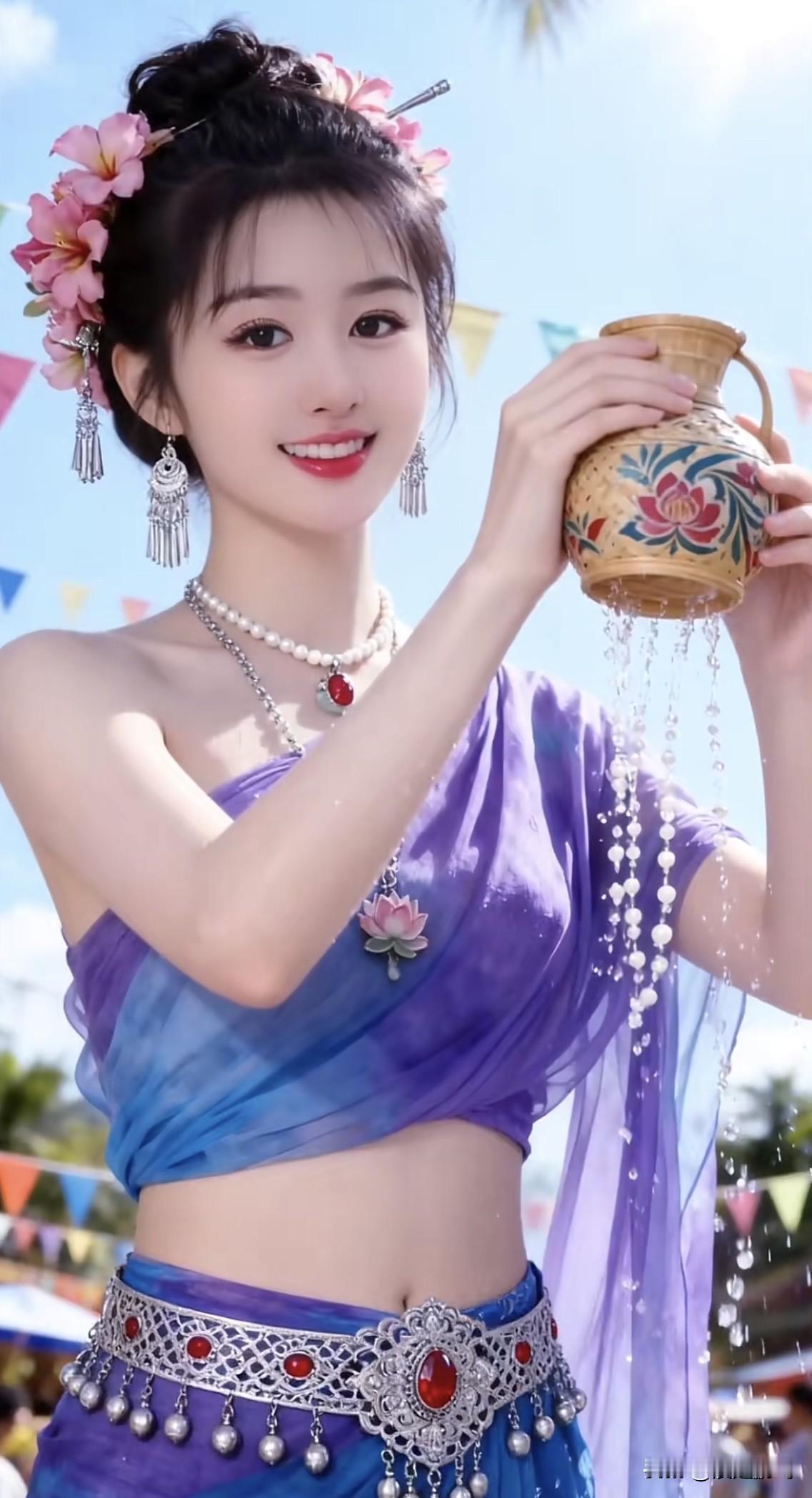 夏日风情，花海中的仙女🌸🌺🌹花海少女感紫色花海少女梦幻森林仙女烂漫夏