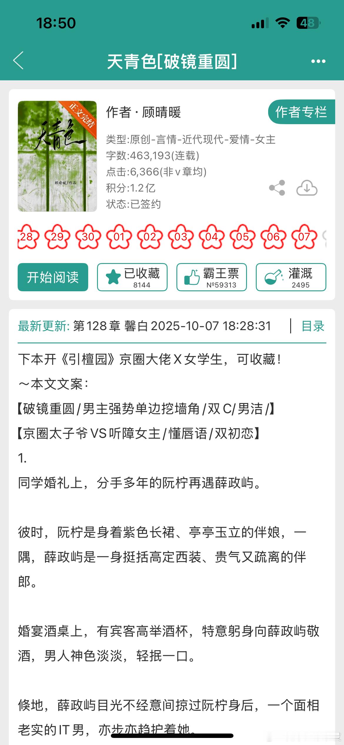 《天青色》by顾晴暖深情男主/破镜重圆/久别重逢/正文完结京圈太子爷贵气不可攀却
