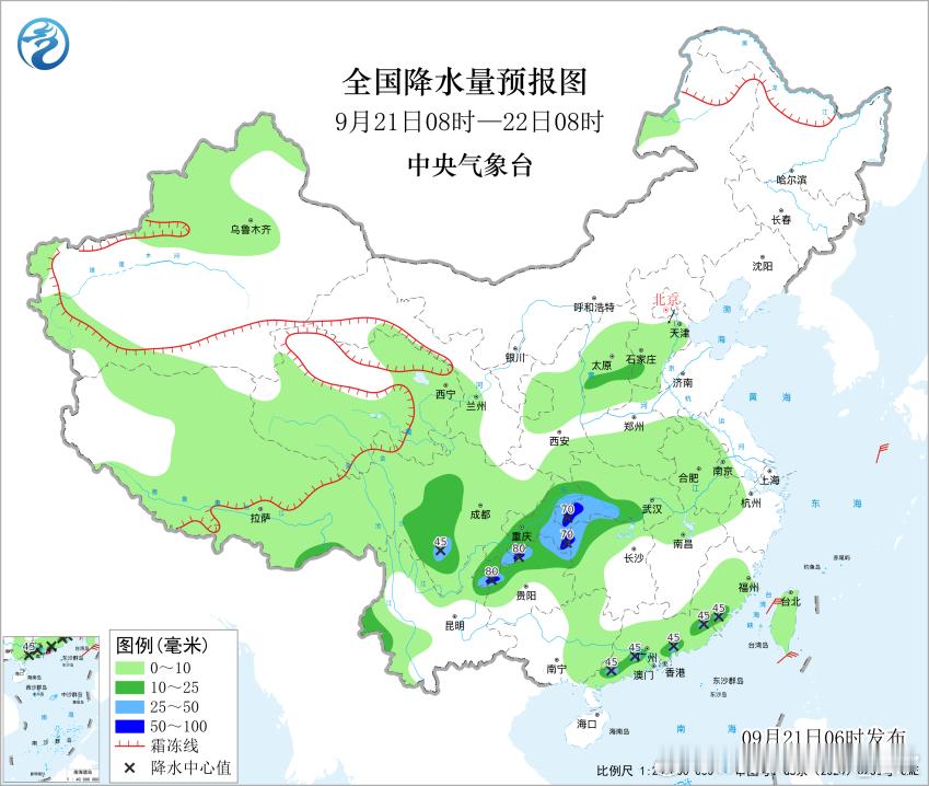 【降水】昨天到今晨，我国降水，大致可以分为两大片，长江沿线以北地区，副热带高压北