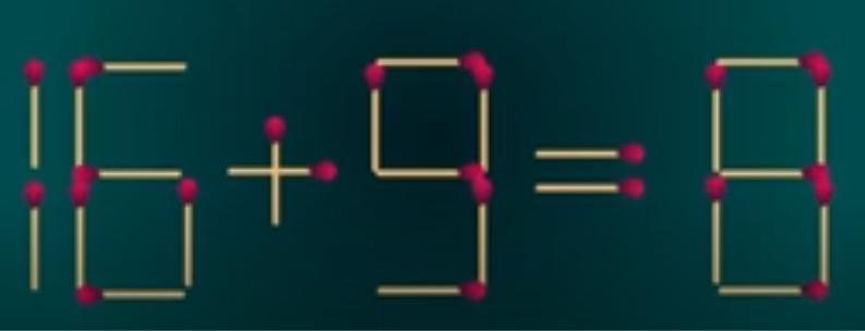 火柴算式大挑战来啦！瞧这由火柴拼出的“16+9=8”，分明是道“倔强