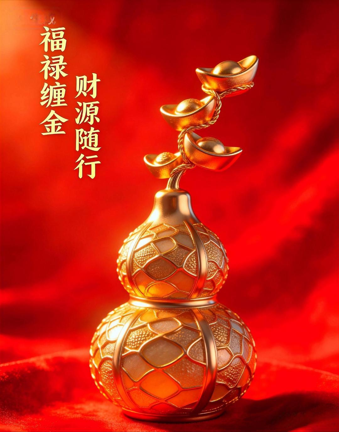 葫芦纳祥，财运亨通，家业兴旺，富贵绵长，所求皆如愿,所行皆坦途🏮💰🍎传统文