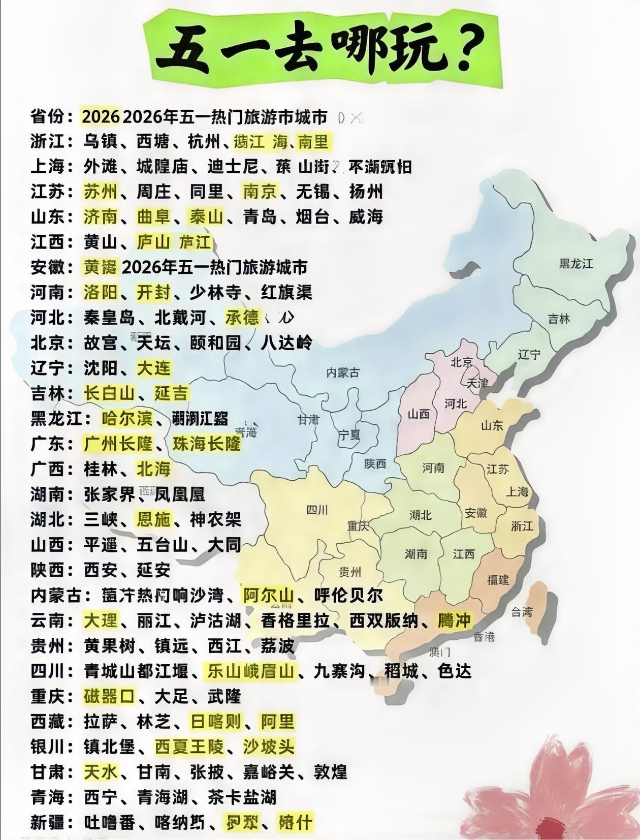 2026五一旅游热门城市推荐指南！