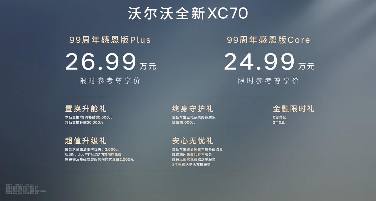 25万级豪华中大型SUV最优选！沃尔沃XC7099周年感恩版上市。谈及沃