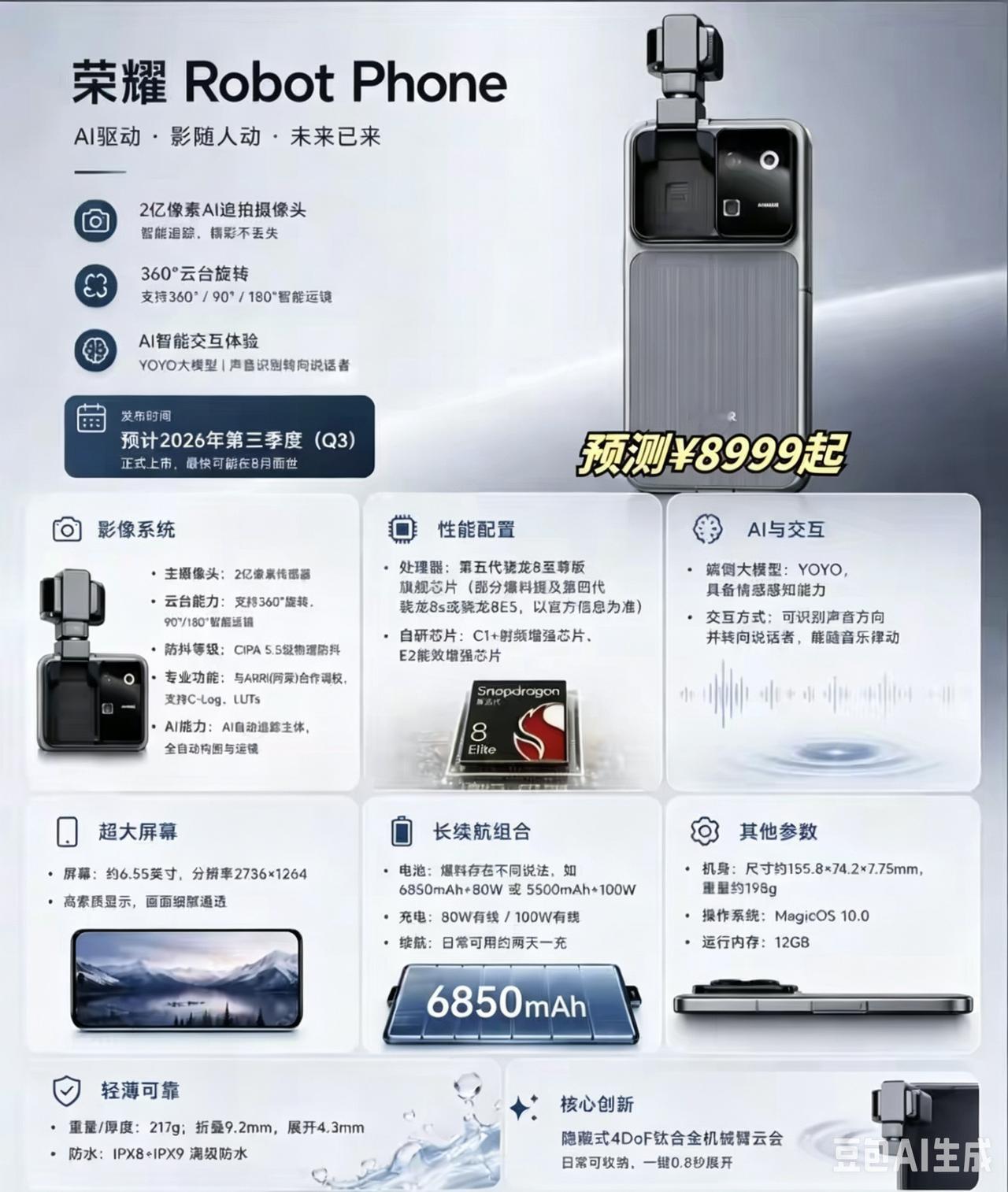 一张图片了解最全的荣耀RobotPhone手机荣耀最近该发布的手机，发布的