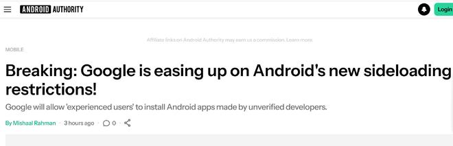 谷歌调整Android应用安装政策, 允许高阶用户自主选择未验证应用