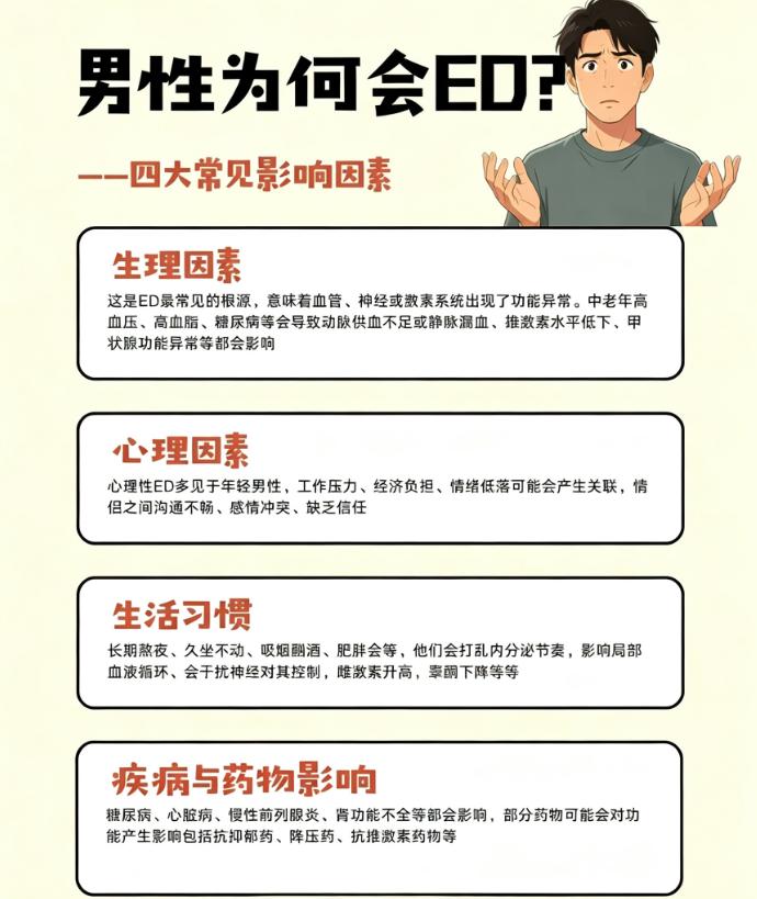 男性为何会ED？不止肾虚，4大影响因素一次性讲清
