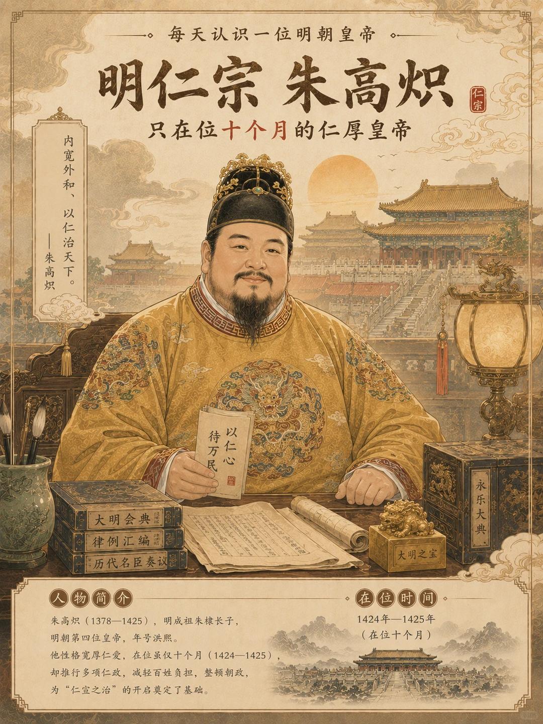 明朝最胖的皇帝，在位十个月，却给大明续了命。中国历史上庙号叫“仁宗”的皇帝没