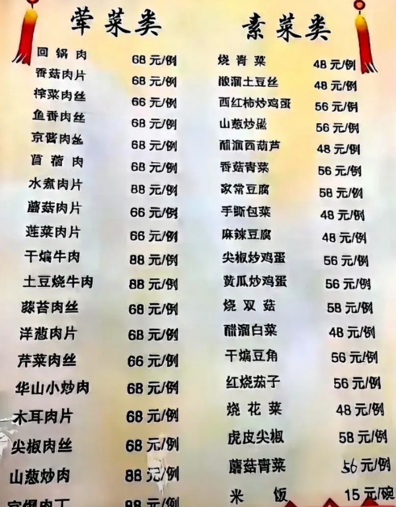 昨天去遛弯儿。看见有一家饭店的菜，贵的离谱，是不是超出了普通消费者的接受范围？你