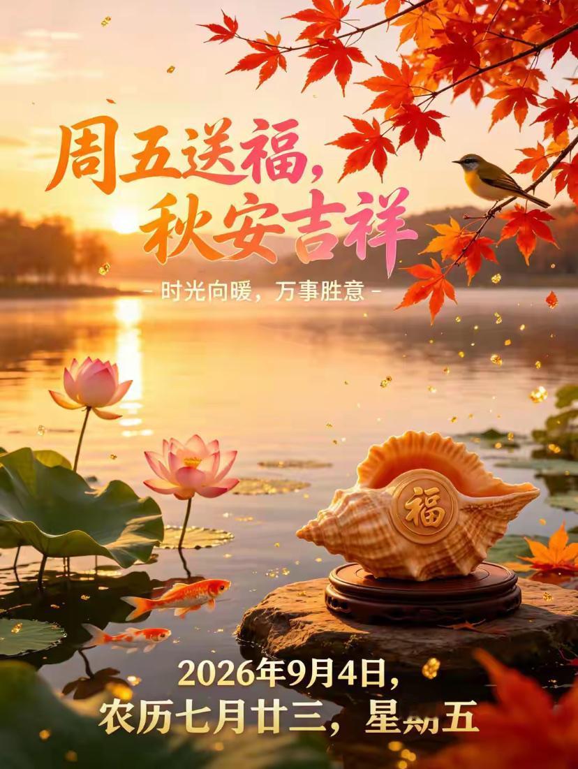 2026./9月4日，周五早安，秋晨凝吉瑞，心静纳千福🍁🌅秋