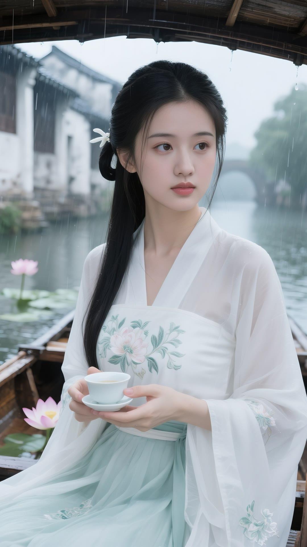 雨中江南，古韵悠长，一盏茶香，静享时光。