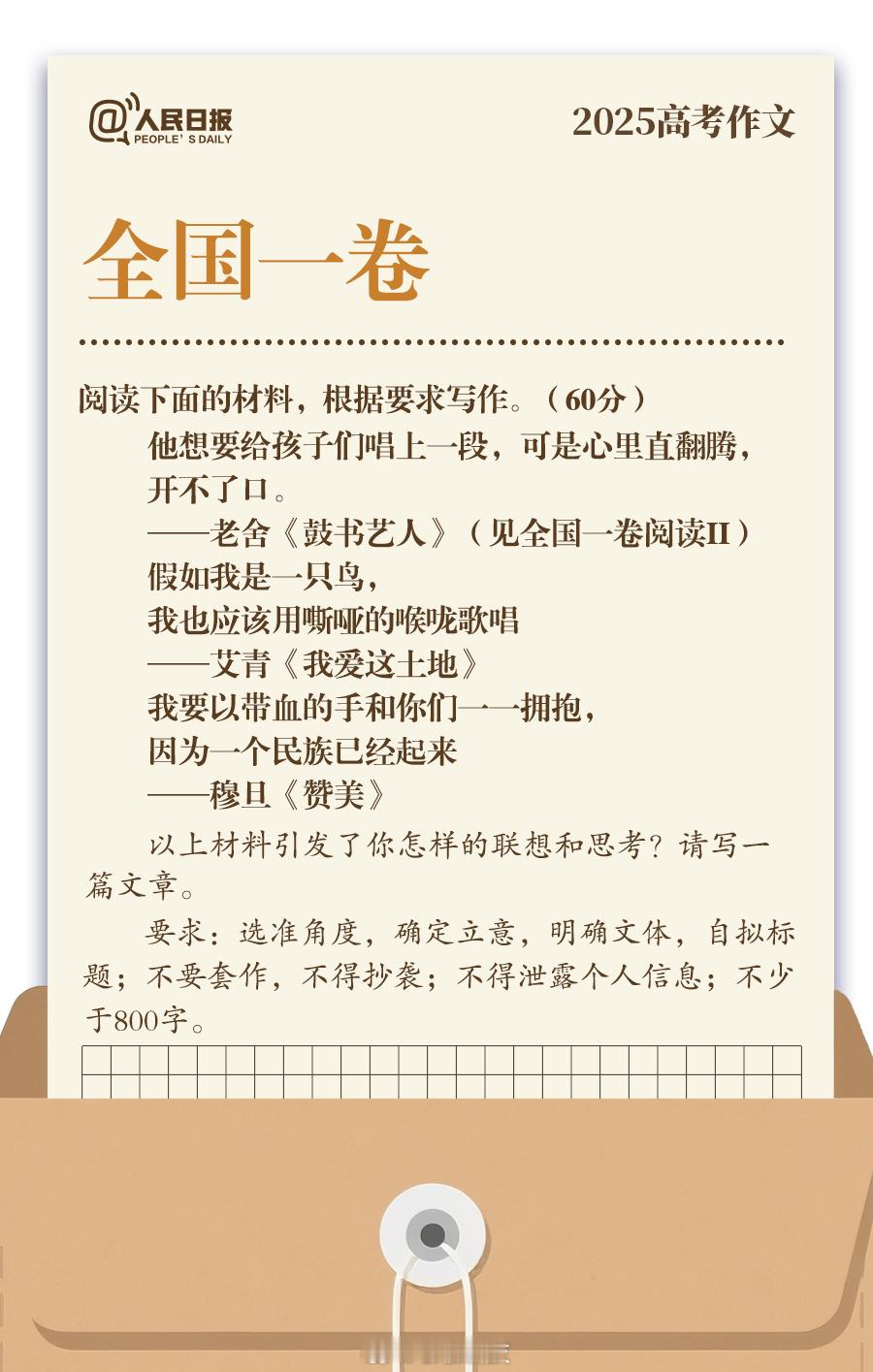2025年全国高考五张卷，语文五张卷的作文题目汇总，大家会选择哪个？🙌高考