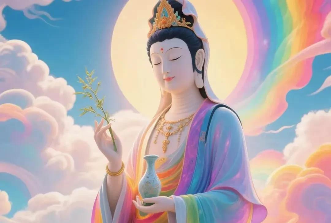 今天观音菩萨的诞辰日，请留一句“菩萨保佑”全家福报来，好运到。在民间传说里，观