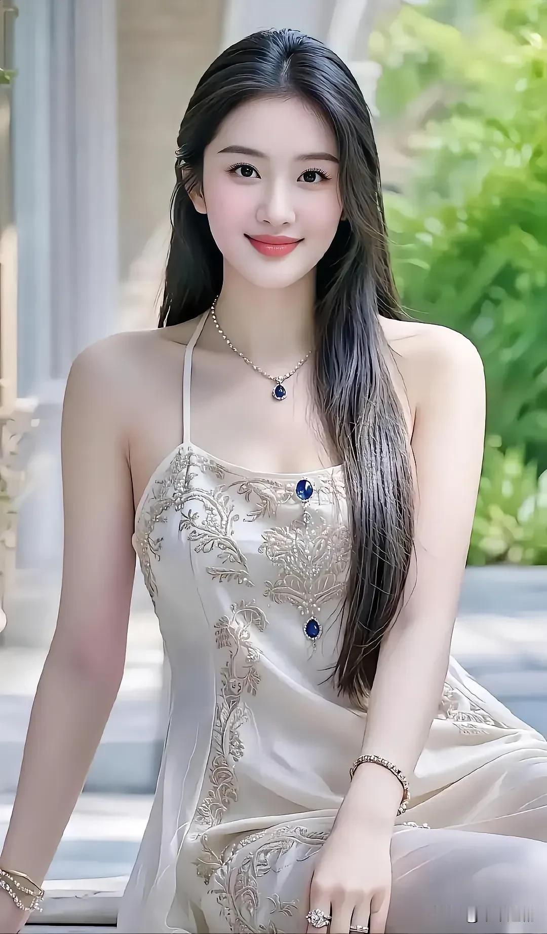 鎏金刺绣，宝石点缀，在明媚光景里，舒展从容的姿态。刺绣美图刺绣女生