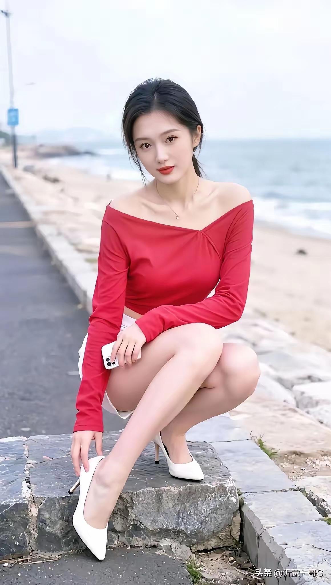 美不美看大腿！这位海边美女，把“婀娜多姿”四个字演活了海滨长裙写真海滨美人照