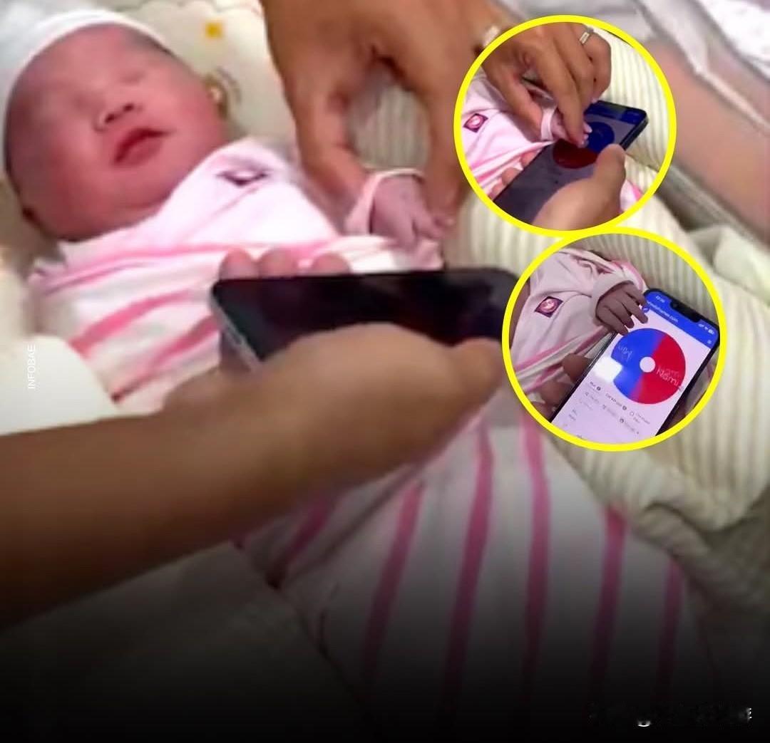 新生儿用手机“选择”了自己的名字！在她出生十分钟后，一对父母把一部手机放在他