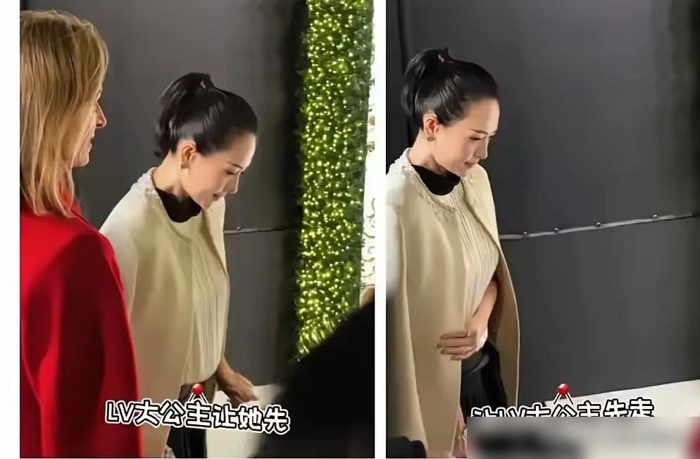 章子怡的退让——郑钦文的不卑不亢​迪奥活动现场。​LV长公主（红衣女），