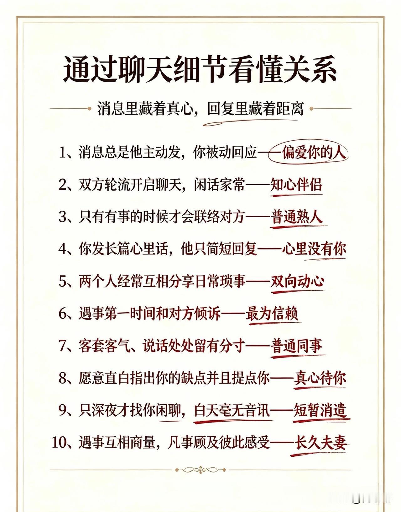 通过聊天细节看懂关系。[祈祷]消息里藏着真心，回复里藏着距离。主动发出的消息