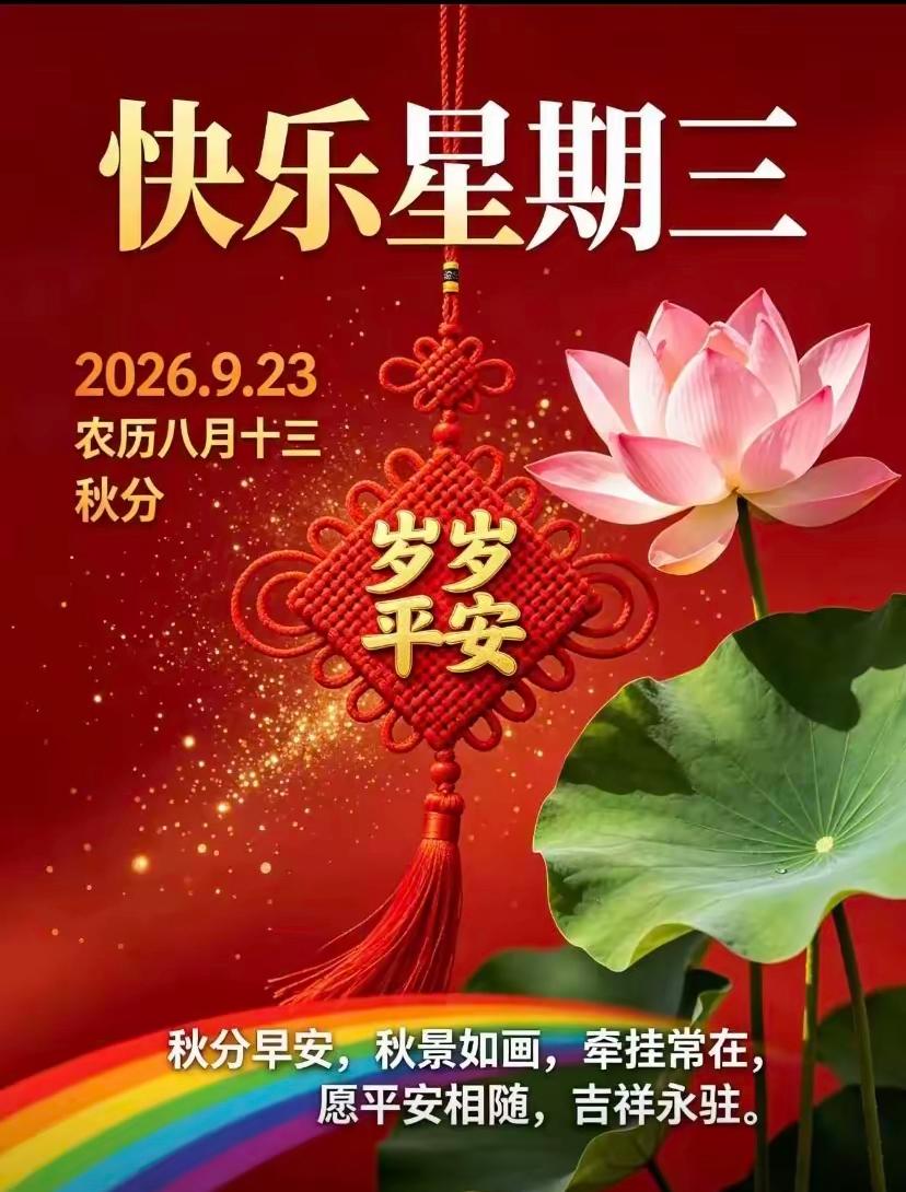 2026./9月23日，周三愉快，金穗贺秋分，清秋聚福缘🌾🍁