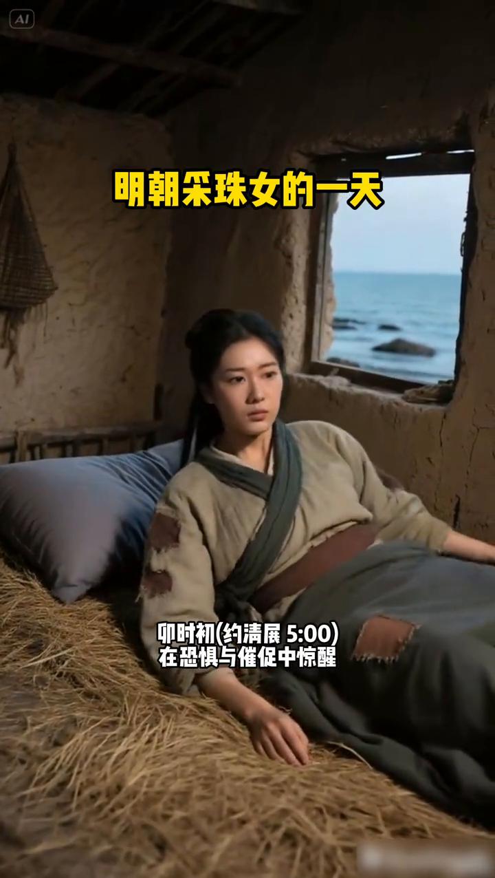 明朝采珠女的一天。·卯时初(约清展5：00)，在恐惧与催促中惊醒。·凌晨5：