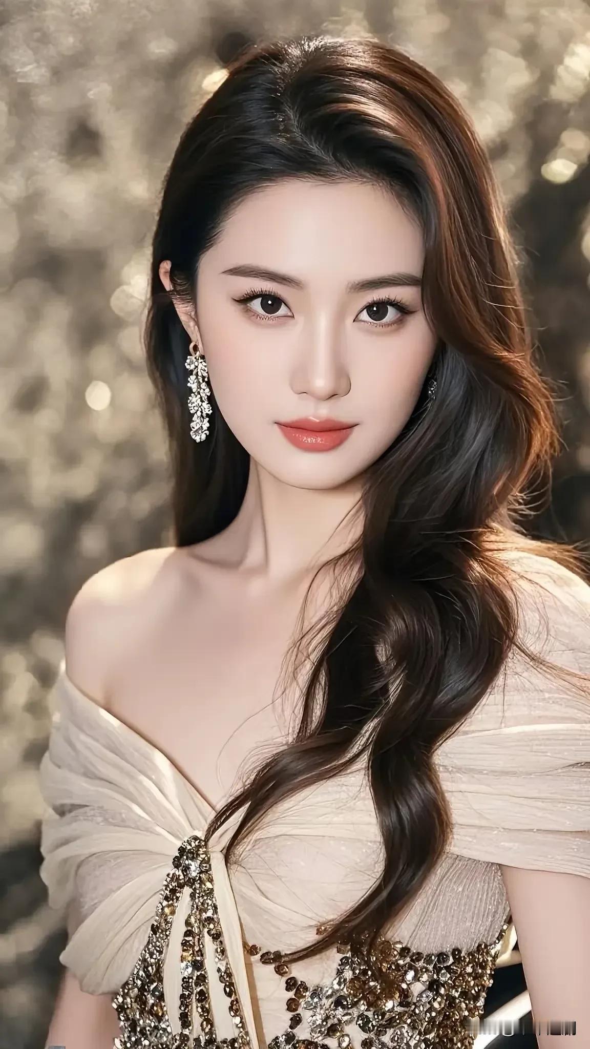 香槟纱裙融金钻，卷发垂肩，一眼皆是华贵温柔香槟色礼服裙女酒红色名媛礼服酒红