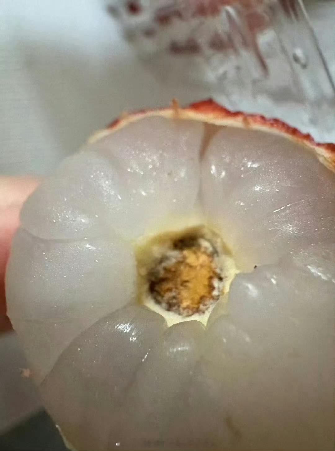 荔枝这样是正常的吗…好像发霉了，还掉黄色渣渣