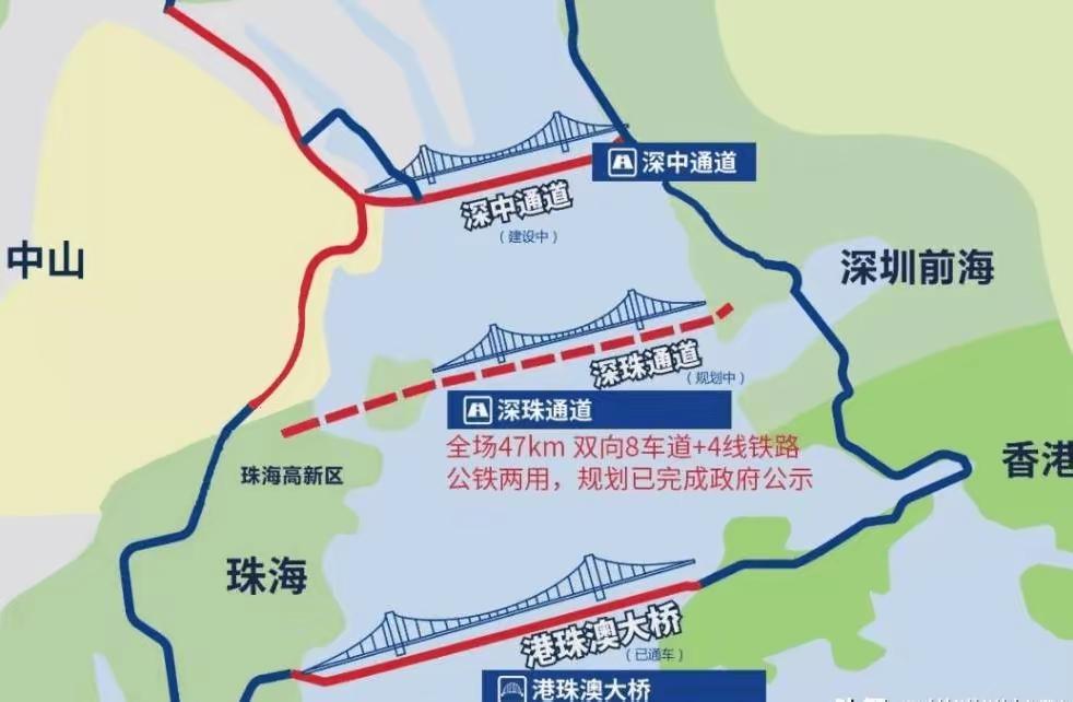 中山只是过路的，广州南沙才是深中通道的落脚点，因为这里离深圳更近又是国家级自贸区