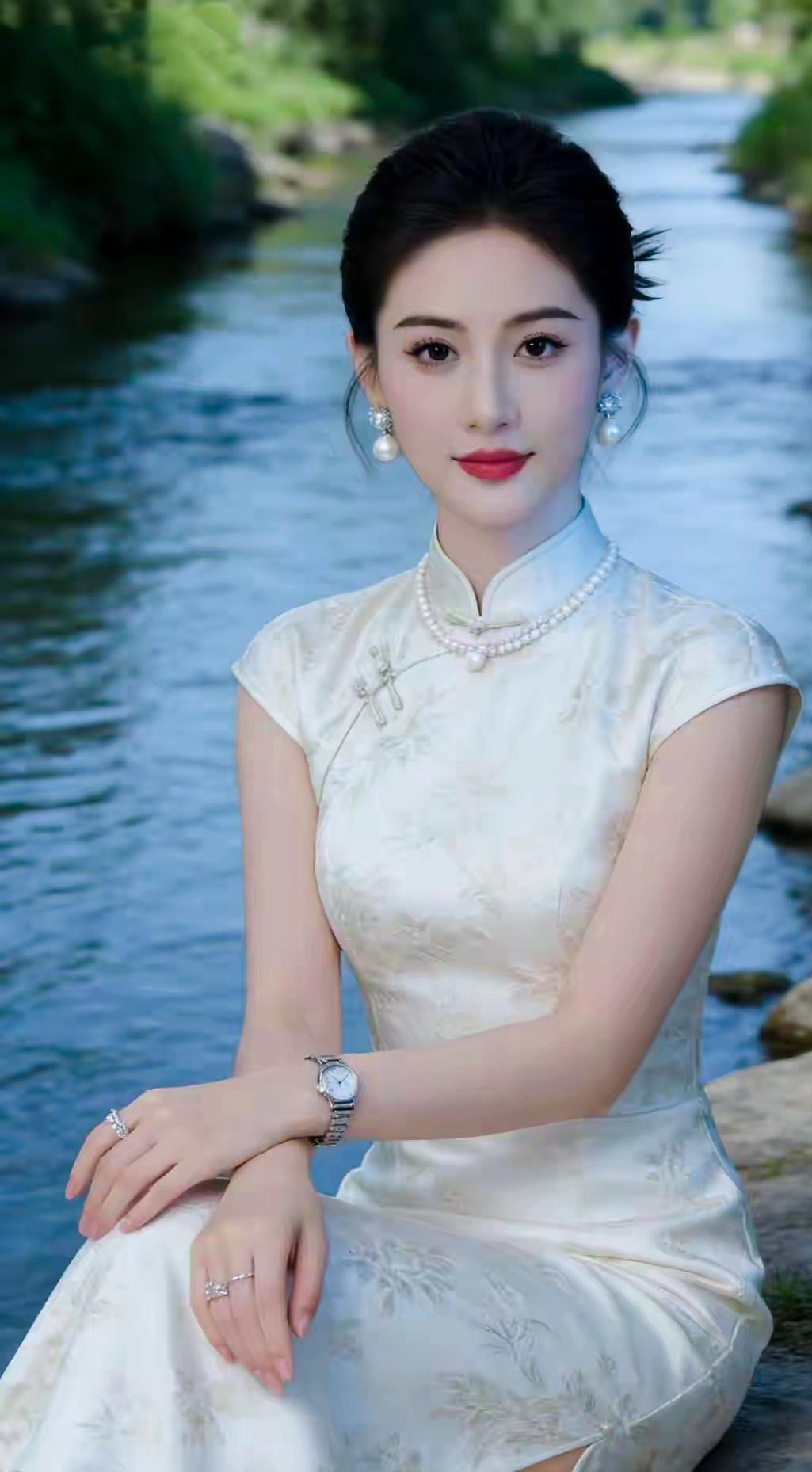 优雅旗袍照，河畔静谧时光！