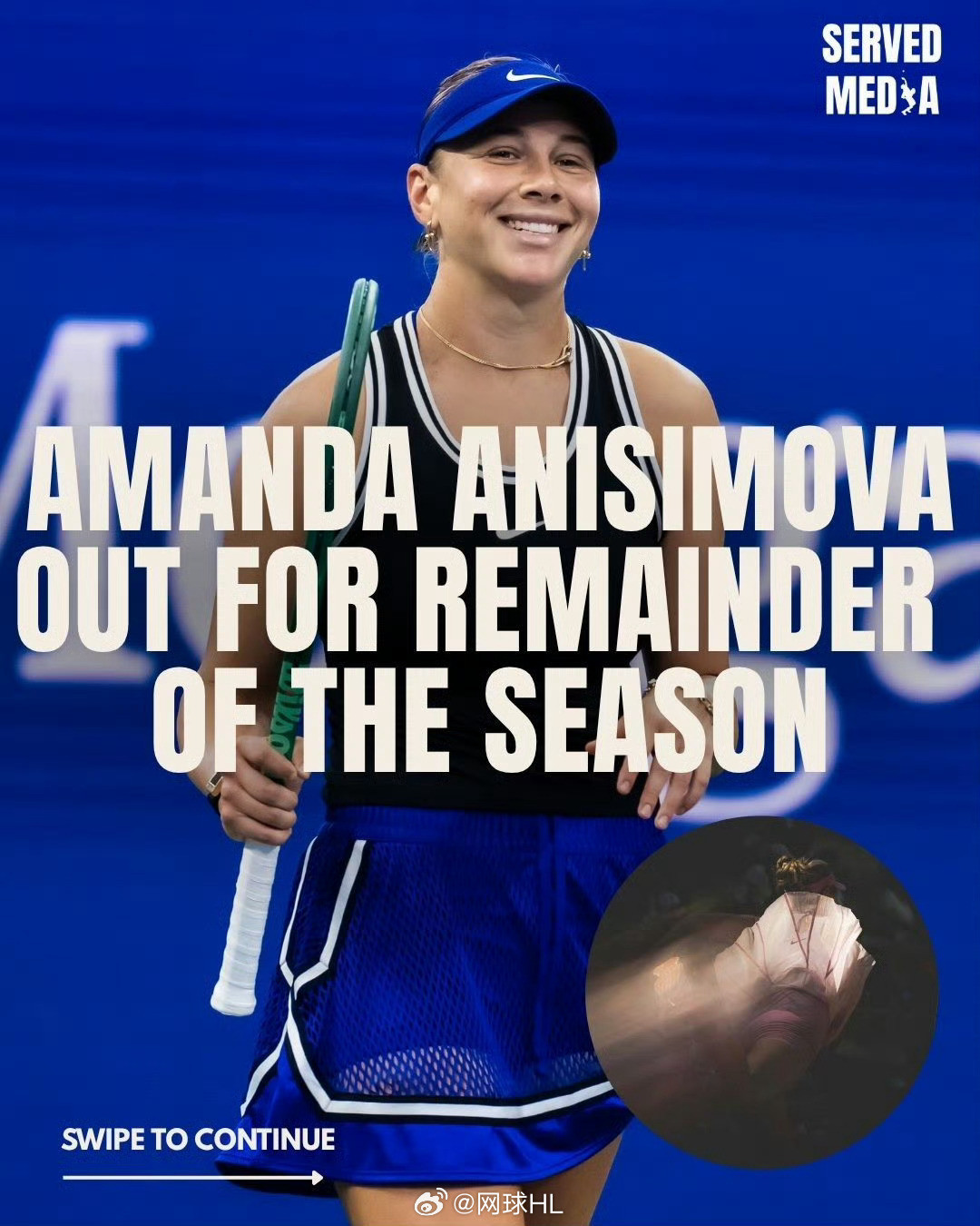 ⚠️退赛消息阿尼西莫娃因腕伤提前结束了2026赛季💔wta​​​