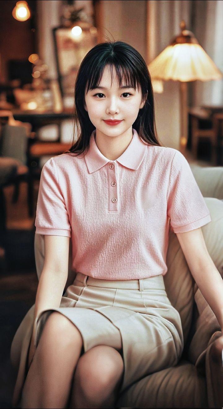 AI扩图AI粉衫佳人