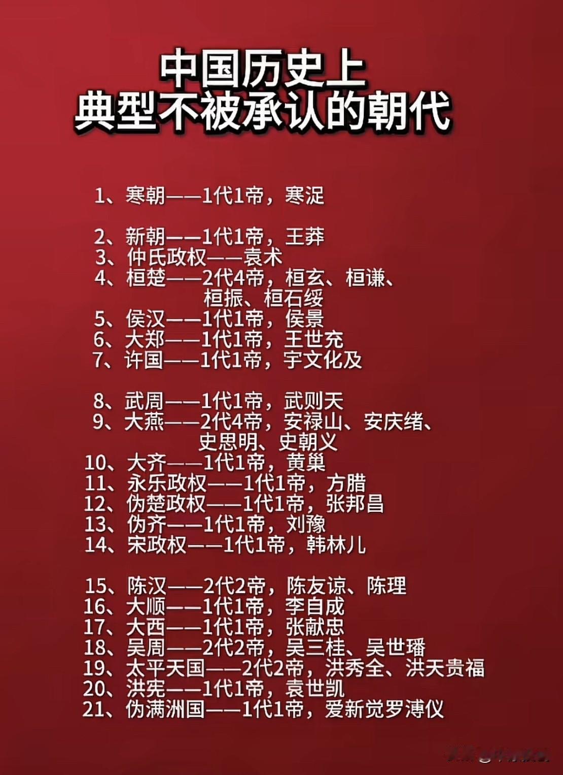 华夏五千年文化：原来有那么多朝代不被承认？我国历史悠久，存在的朝代也数以万计