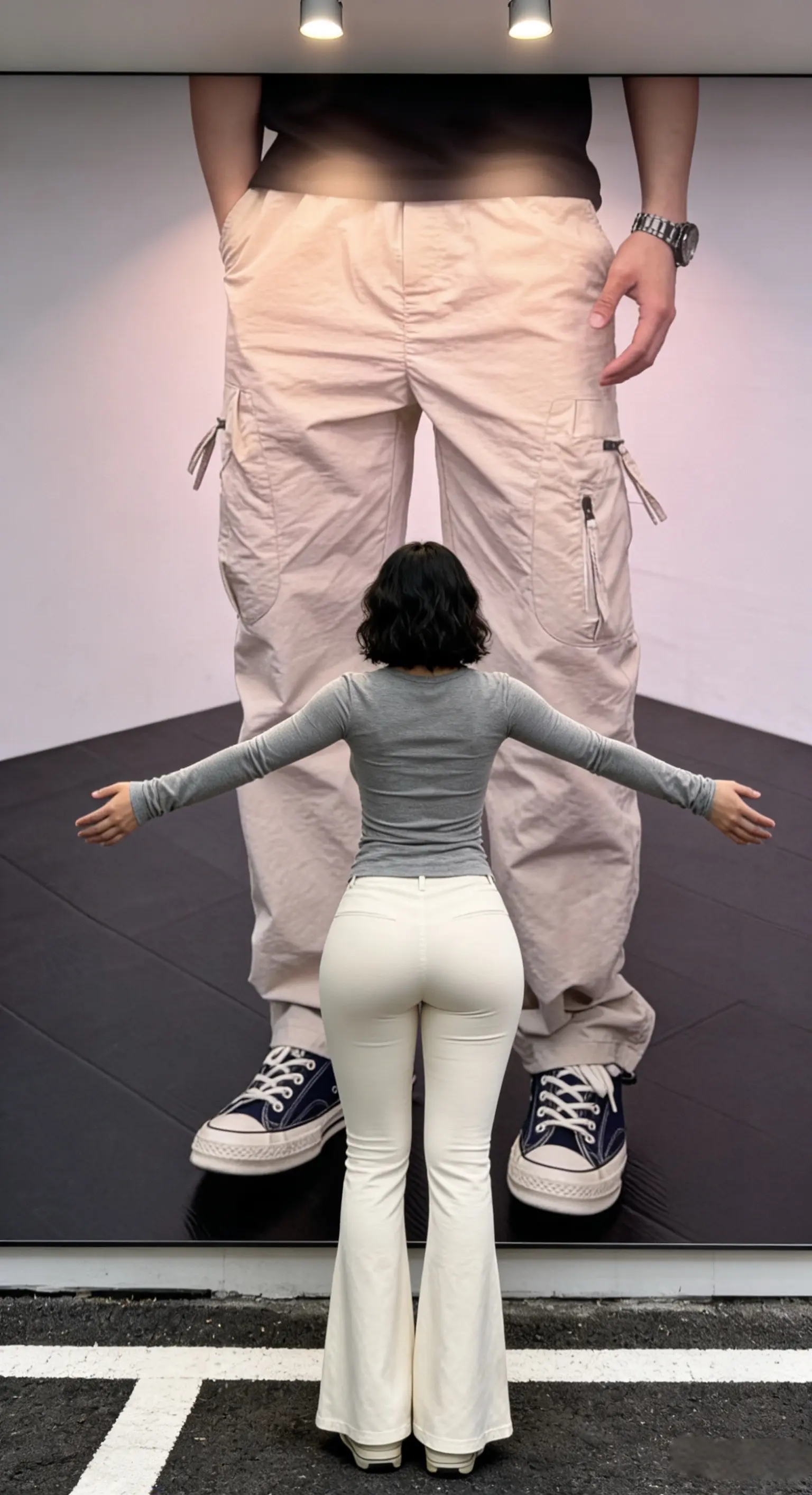 美式休闲肌理感直筒伞兵工装裤多色立体裁剪多口袋拼接休闲裤         ✓