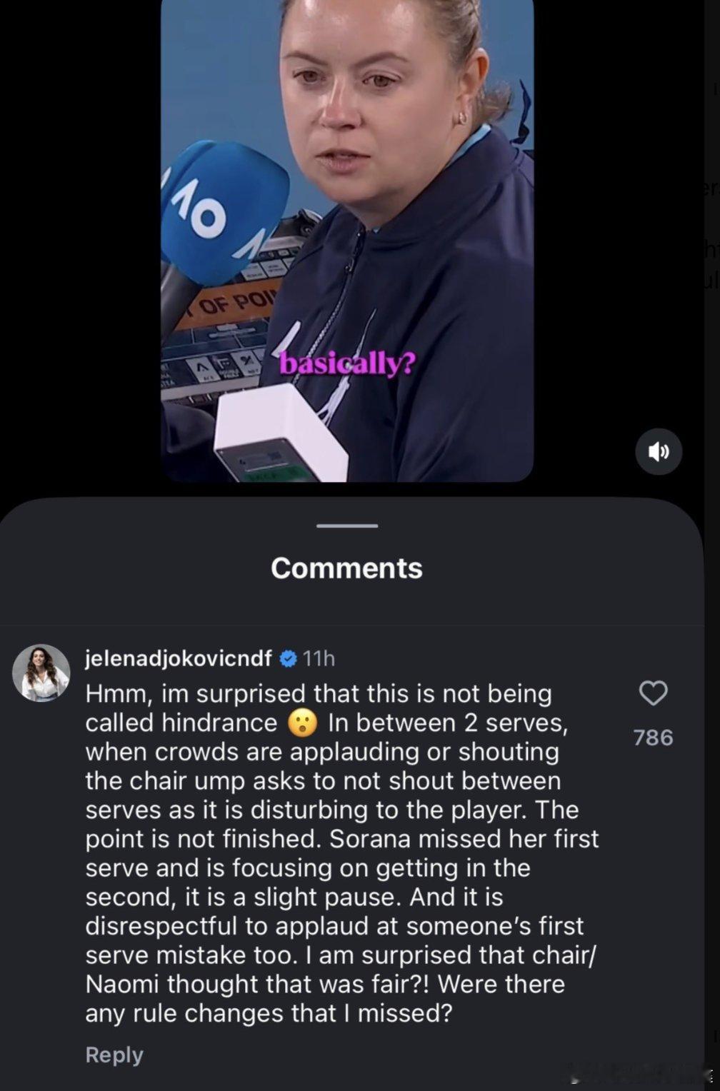 你们同意吗？德约科维奇妻子怒批大坂直美和科斯蒂亚事件：“为某人的一发发球失误鼓掌